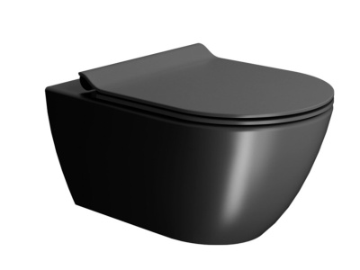 PURA 55x36/F унитаз подвесной - смыв безободковый водоворотный Swirlflush - черный матовый ..