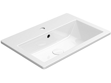 KUBE'X 58x40 встроенная раковина с переливом - 1 отв. для смесителя - глазурь белая глянцевая Extrag