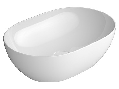 PURA 50x35 выс.16 накладная раковина без перелива - глазурь белая глянцевая Extraglaze Antibacterial ..