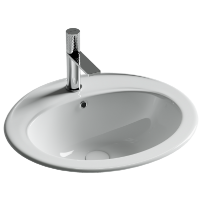 Раковина встраиваемая сверху CERAMICANOVA Sun, с отверстием слива - перелива, овальной формы 565x495