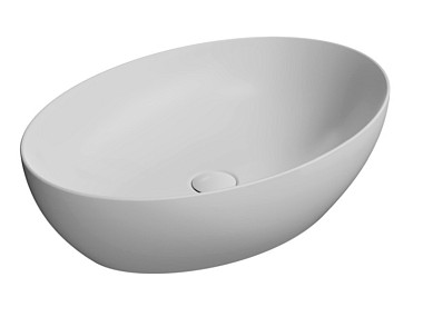 PURA 60x42 выс.16 накладная раковина без перелива - глазурь белая глянцевая Extraglaze Antibacterial ..