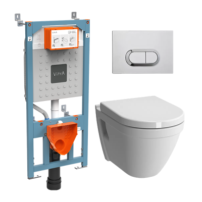 L-box Комплект подвесного унитаза S50 Rim-Ex с инсталляцией и кнопкой, сиденье микролифт