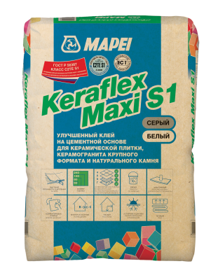 KERAFLEX MAXI S1, ТМ MAPEI, цвет белый, (25кг), (Россия), Смесь сухая клеевая на цементном вяжущем к